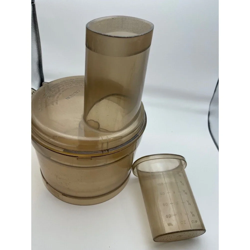 Cuisinart Food Processor Work Bowl Lid Feed Tube Pusher Smoked 0.5L